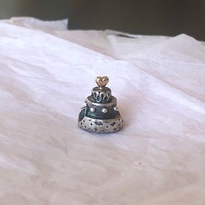 Retired Silver Celebration Cake W/ Gold Heart